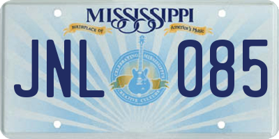 MS license plate JNL085