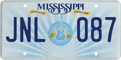 MS license plate JNL087