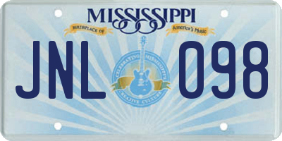 MS license plate JNL098