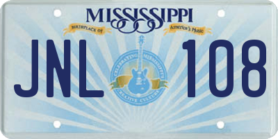 MS license plate JNL108