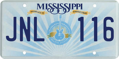 MS license plate JNL116