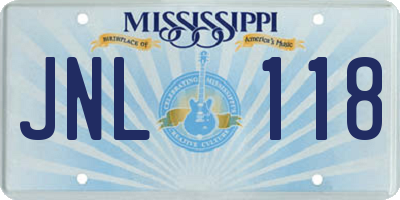 MS license plate JNL118