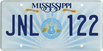 MS license plate JNL122