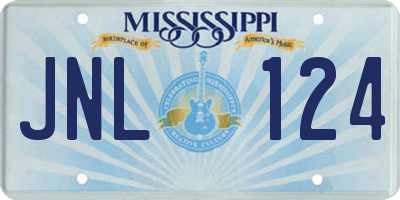 MS license plate JNL124