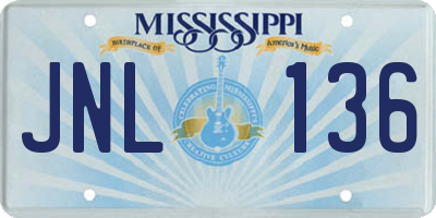 MS license plate JNL136