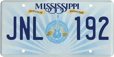 MS license plate JNL192