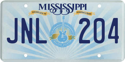 MS license plate JNL204