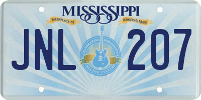 MS license plate JNL207