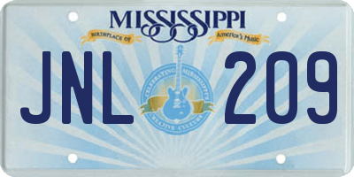MS license plate JNL209