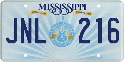 MS license plate JNL216