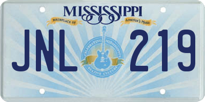 MS license plate JNL219