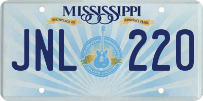 MS license plate JNL220