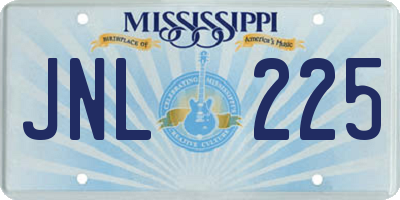 MS license plate JNL225