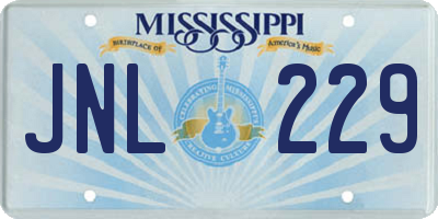 MS license plate JNL229