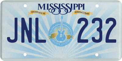 MS license plate JNL232