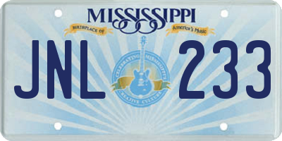 MS license plate JNL233
