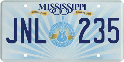 MS license plate JNL235
