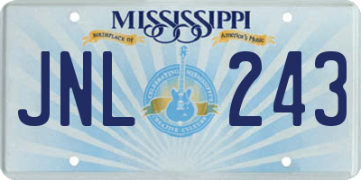 MS license plate JNL243
