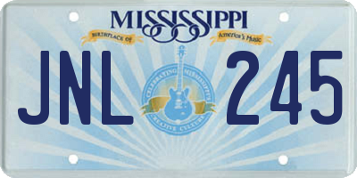 MS license plate JNL245