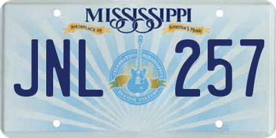 MS license plate JNL257