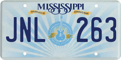 MS license plate JNL263