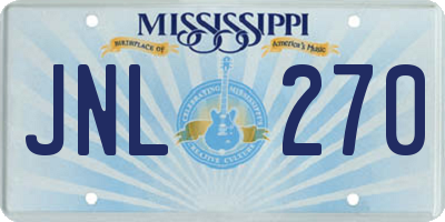 MS license plate JNL270