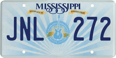 MS license plate JNL272