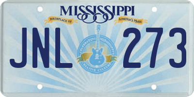 MS license plate JNL273