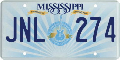 MS license plate JNL274