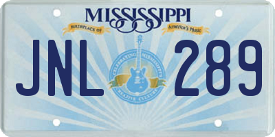 MS license plate JNL289