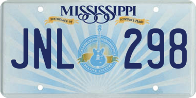 MS license plate JNL298