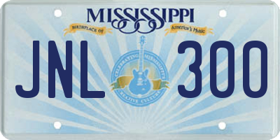 MS license plate JNL300