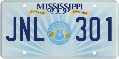 MS license plate JNL301