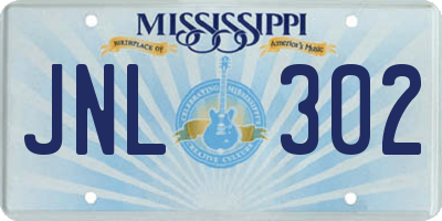 MS license plate JNL302