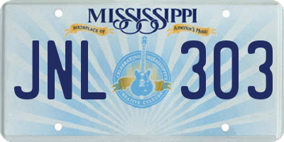 MS license plate JNL303