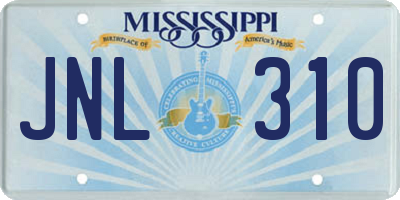 MS license plate JNL310