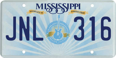 MS license plate JNL316