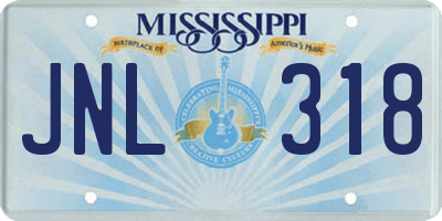 MS license plate JNL318