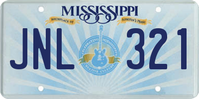 MS license plate JNL321