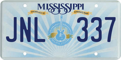 MS license plate JNL337