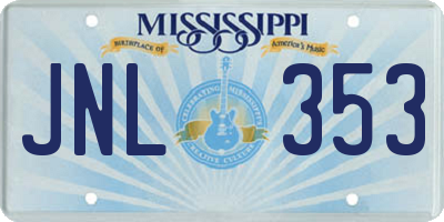 MS license plate JNL353