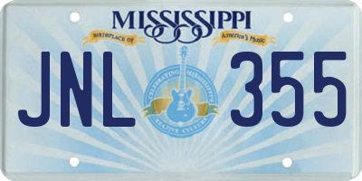 MS license plate JNL355