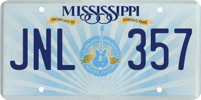 MS license plate JNL357
