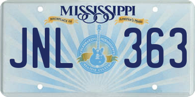 MS license plate JNL363