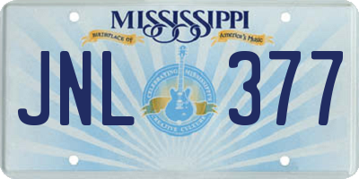 MS license plate JNL377