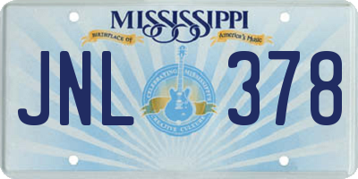 MS license plate JNL378