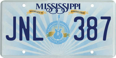 MS license plate JNL387