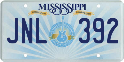 MS license plate JNL392