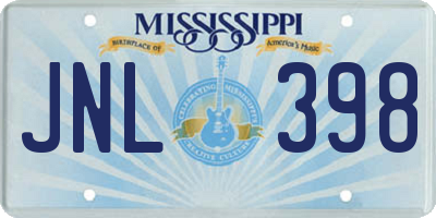 MS license plate JNL398