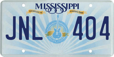 MS license plate JNL404